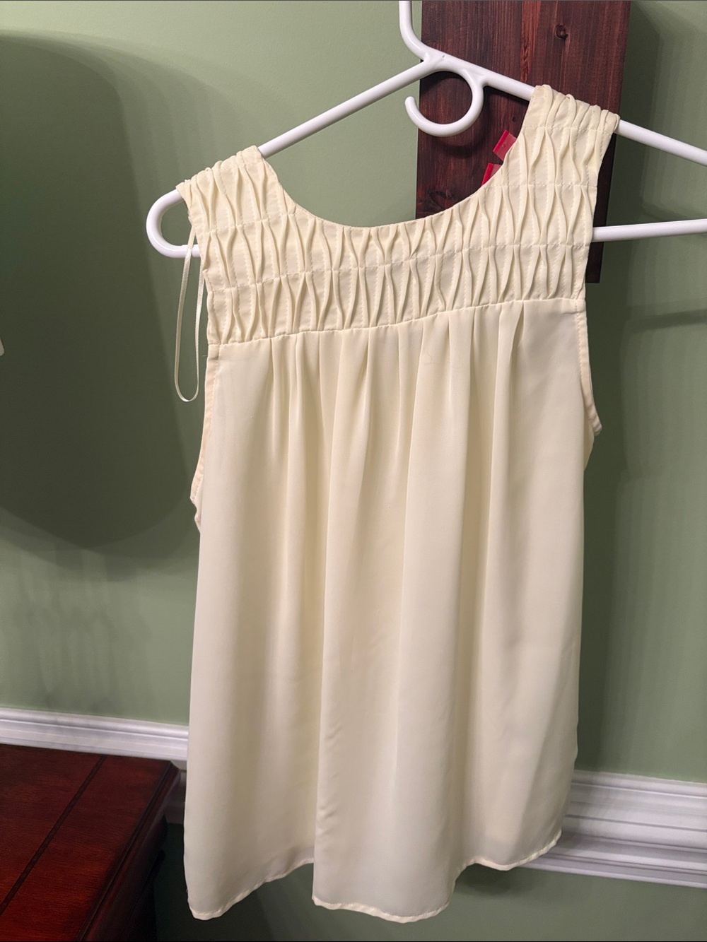 Elle Cream Smocked Sleeveless Blouse